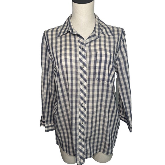 Lucky Brand Tops - Lucky Brand Plaid Button-Up Shirt Womens Medium 3/4 Sleeve Lightweight Western